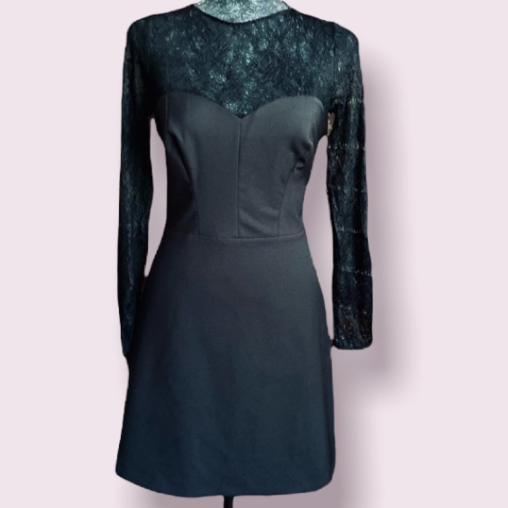 Zara Lace Accent Little Black Dress